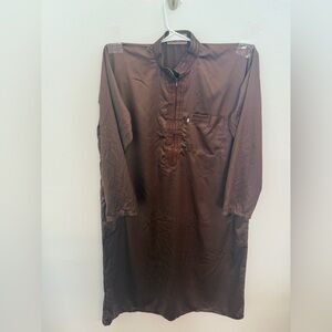 Al Noujoom Brown Thobe Men Traditional Jubba Long Sleeve